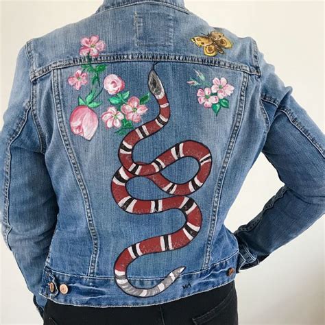 jeans jacket gucci style|gucci jean jacket with snake.